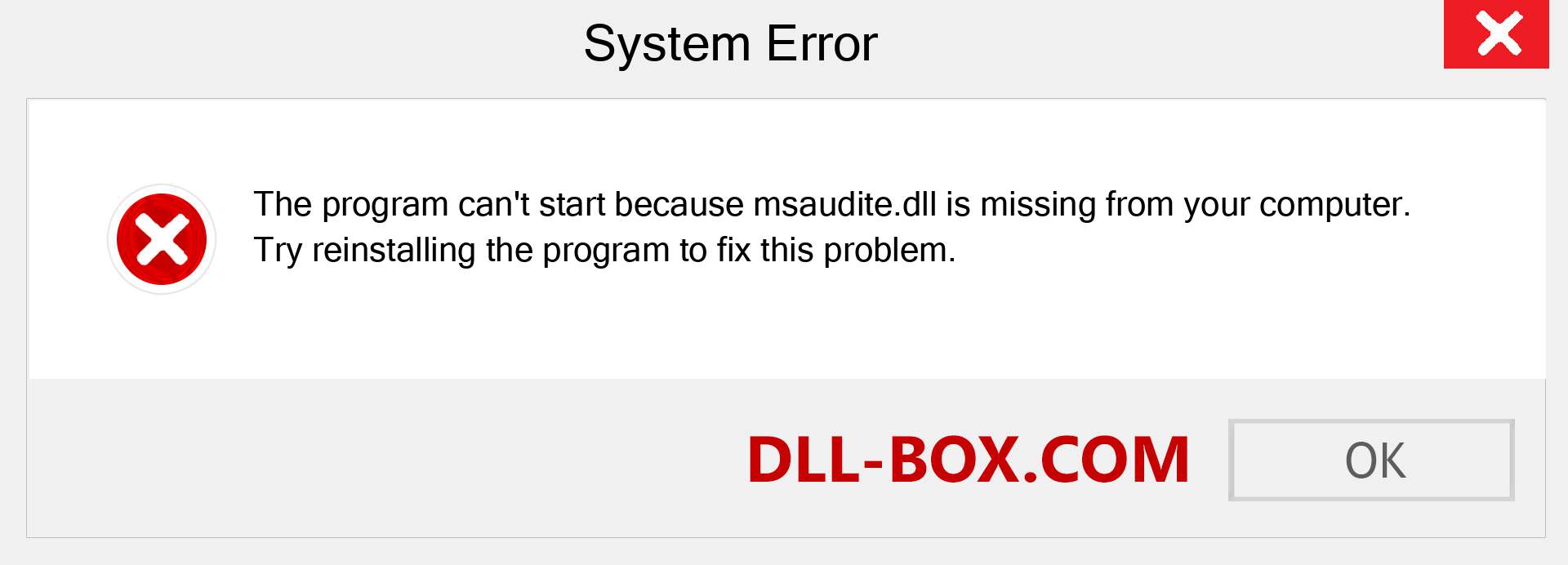  msaudite.dll file is missing?. Download for Windows 7, 8, 10 - Fix  msaudite dll Missing Error on Windows, photos, images